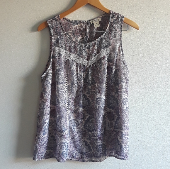Lucky Brand Tops - Lucky Brand Purple Paisley Peasant Top Size Medium